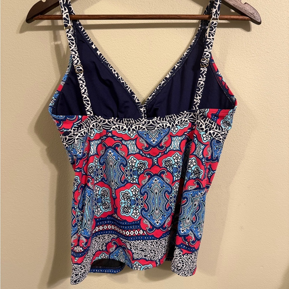 Tommy Bahama Paisley Tankini Swim Top Pink Blue Tropical Women’s Small - Picture 8 of 10